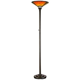 Mica Collection Mission-Style Torchiere Floor Lamp