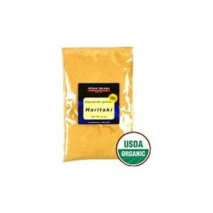 Haritaki Fruit Powder Wildcrafted – Used in cough conditions, asthma, abdominal distention, tumors, heart disease, skin disease, and itching, 1/2 lb,(Bazaar of India)