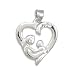 Rhodium Plated Mother with Child Heart Pendant with Czs