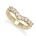 Jewelco London 9ct Solid gold hand finished cubic zirconia set Wishbone Ring