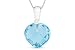 6 3/4 Carat Blue Topaz and Diamond 14K White Gold Pendant w/Chain
