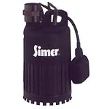 Simer Thermoplastic Submersible Sump Pump - 1200 GPH, 1/4 HP, 1 1/4in., Model# 2925