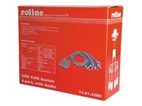 ROLINE Star KVMSwitch 4x USB mit Kabelgarnitur incl. Audio 1User 4PCs Preisvergleich