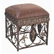 SQUARE SCROLL DESIGN OTTOMAN with Fleur de Lis Medallion Accents