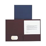 Linen Twin Pocket Portfolios, Letter, 5/PK, Navy