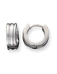 Sterling Silver Ridged Hoop Earrings QE3474"
