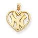 14K Yellow Gold New York NY Yankees Heart Pendant
