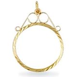 Jewelco London 9ct Yellow gold Diamond Cut Scroll Top Half size Sovereign coin pendant mount