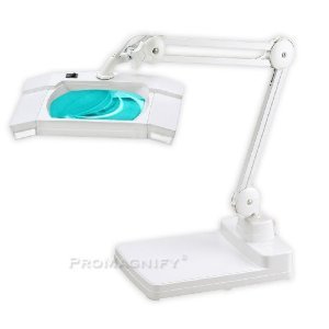 2-in-1 Spring-Arm Magnifier Desk Lamp - Large 5 x 7 Lens - 5 Diopter