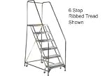 2 Step Aluminum Rolling Ladder, 24 W Ribbed Step, W/O Handrails