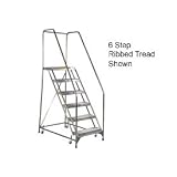 2 Step Aluminum Rolling Ladder, 16W Ribbed Step, W O Handrails by Global Industrial