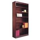 ALERA Square Corner Bookcase, Finished Back, Wood Veneer, 6-Shelf, 36x12x72, Med. Oak by Alera