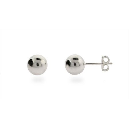 Eve's Addiction Classic 8mm Mens Silver Bead Earrings