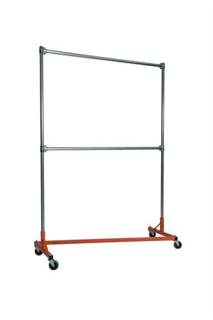 Heavy Duty Garment Z-Rack : Double Rail - 5' Base x 7' Uprights Orange