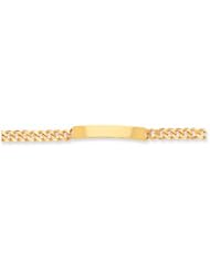 14K Gold Hand-polished Traditional Link ID Bracelet 8 Inches