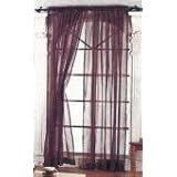 2 Sheer Voile Curtains 58x63 - Chocolate Brown by 