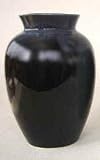 仏様のお供えに　【Yam】四日市「万古焼夏目型花瓶」6号 　黒流し　(T触）