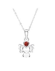 Jo For Girls Sterling Silver January Birthstone Angel Garnet Color Pendant