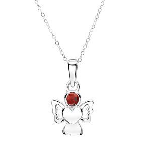Cheap Girls Jewelry Jo For Girls Sterling Silver January Birthstone Angel Garnet Color Pendant For Sale