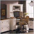Bush Furniture Fairview L-Shape Wood Computer Desk Set with Hutch in Antique White