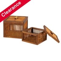 Household Essentials ML-6238 Bamboo Square-Shaped Box with Lid, Set of 2