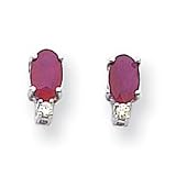 14k White Gold 6x4mm Oval Ruby AA Diamond earring XE755R/AA