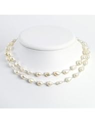 Sterling Silver Double Strand White Cultured Pearl Necklace - QH2458-17"