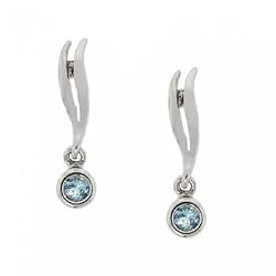 Blue Topaz Stud Earrings Dangling in Solid Sterling Silver