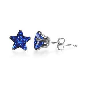 4 MM Star Blue Sapphire Cubic Zirconia .925 Sterling Silver Post Stud Earrings