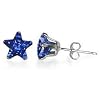 Nickel Free 4mm Star Blue Sapphire Cubic Zirconia .925 Sterling Silver Post Stud Earrings