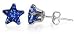 Sterling Silver Blue Sapphire Cubic Zirconia Star 4MM Stud Earrings