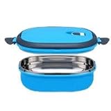 Square 1，2，3-Compartment Stainless Steel Food Container with Lid/Divided Plate/Bento Box/Lunch Tray with Cover, 1-Pack (1 Compartment, blue)