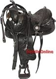 Tooled Black Western Horse Trail Saddle Tack 15 16 17 18
