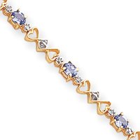 14k Fancy Heart Diamond Tanzanite Bracelet - 7 Inch - Lobster Claw by JewelryWeb