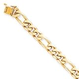 10k Hand Polished Figaro Chain Bracelet - 8 Inch