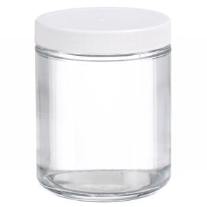 Certified Clean 8oz Clear Glass Sample Jar, Short, case/24