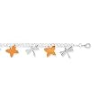 925 Silver Bracelet with Silver & Rose Gold Butterfly & Dragonfly Charms- 7.5 IN