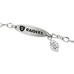 Stainless Steel Oakland Raiders Logo Dangle ID Bracelet
