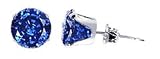 Sterling Silver 5 MM Round Blue Sapphire Cubic Zirconia Stud Post Friction Back Earrings