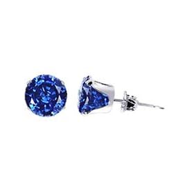 5 MM Round Blue Sapphire Cubic Zirconia .925 Sterling Silver Post Friction Back Stud Earrings