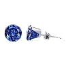 Nickel Free 5mm Round Blue Sapphire Cubic Zirconia Sterling Silver Post Friction Back Stud Earrings