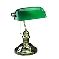 Lite Source LS-224AB Banker Banker's Lamp, Antique Brass with Green Glass Shade