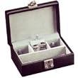 Men's Cufflinks Jewelry Box Case in Genuine Black Leather