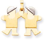 Boy Boy Silhouette Charm, Yellow/White Gold