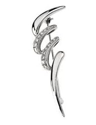 Jewelplus 1/4 ct tw Diamond Fashion Brooch 14K White 1/4Ctw