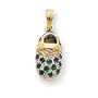14k Rhodium Prong-Set May Birthstone Emerald Baby Shoe Charm - JewelryWeb