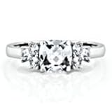 Helzberg Diamonds - Sterling Silver Checkerboard Cut Lab-Created White Sapphire Ring