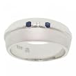 Silver Wedding Ring Band Sapphire & Diamond Size 5