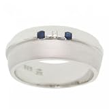 Silver Wedding Ring Band Sapphire & Diamond Size 5
