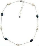 Sterling Silver Genuine Black and White Pearl Necklace